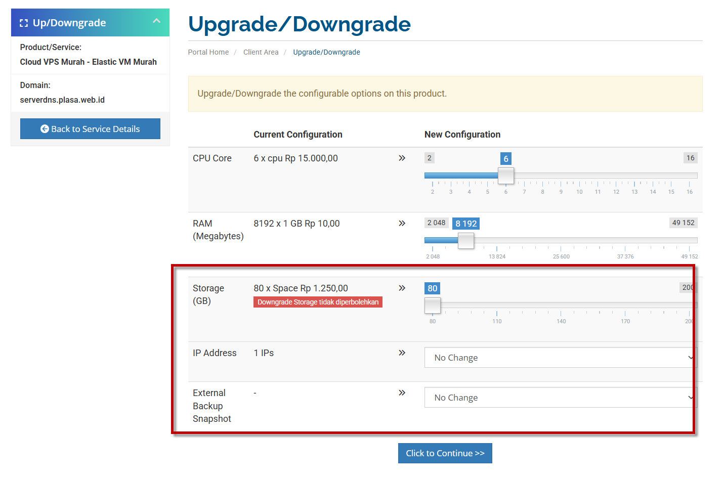 Konfigurasi Upgrade Downgrade VPS