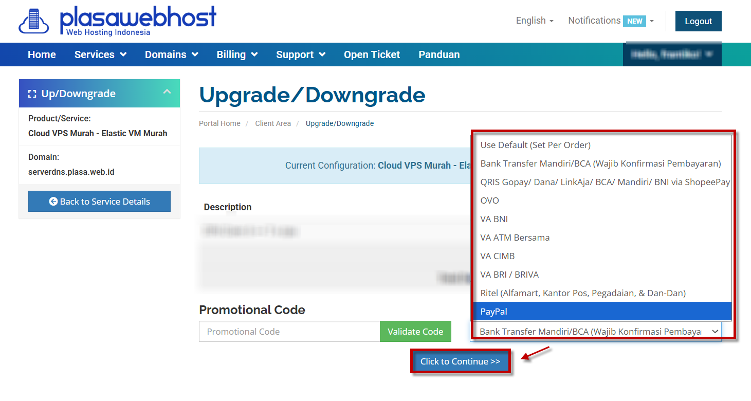 Ringkasan Upgrade Spesifikasi VPS