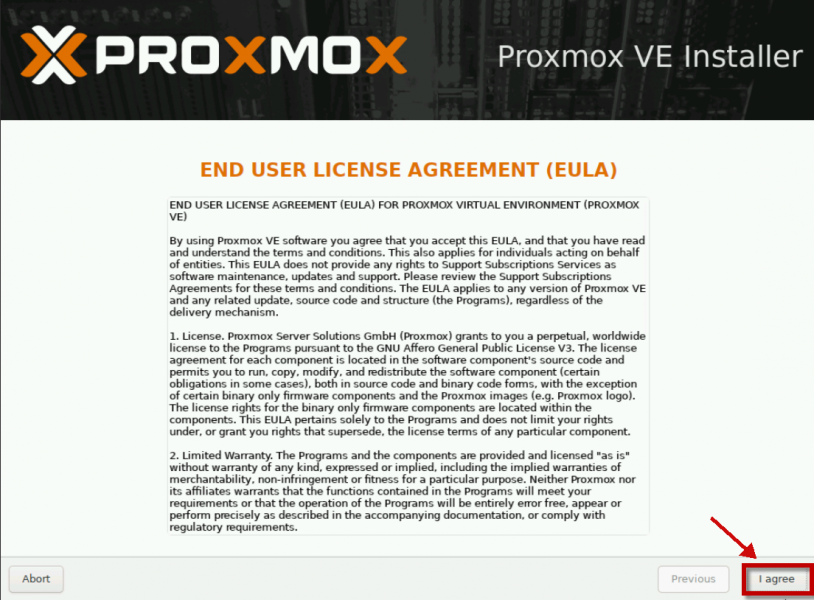 I Agree Proxmox