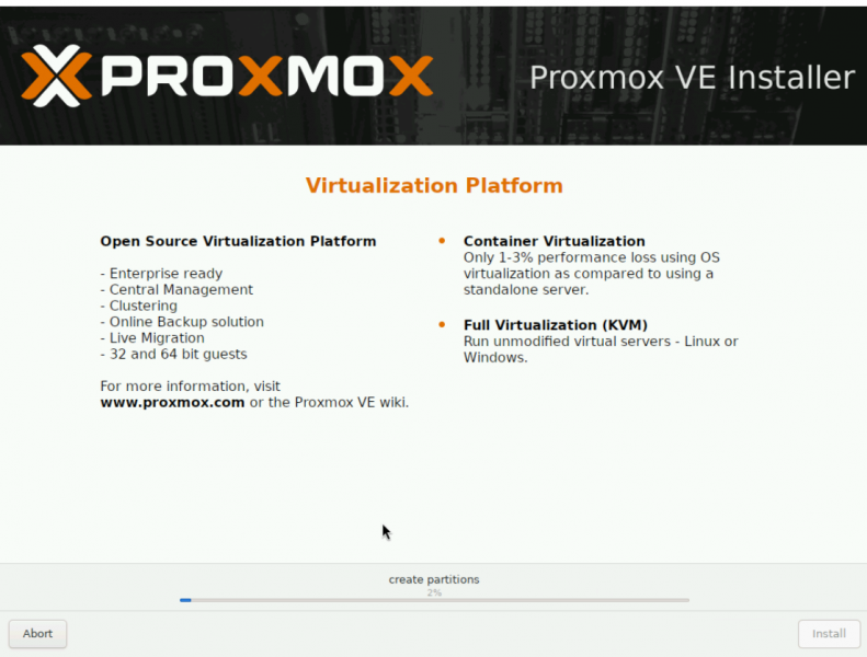 Proxmox Installation Progress