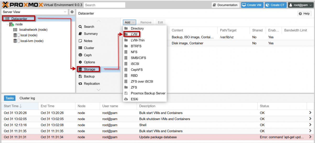 Proxmox Add Storage